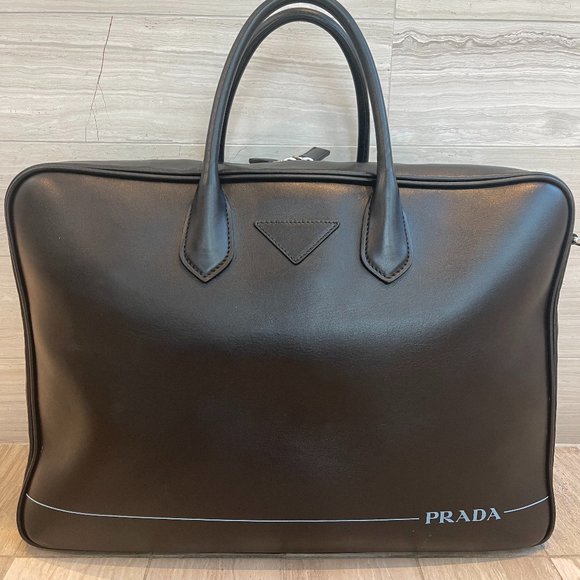 Prada Premium Black Leather Briefcase / Travel Bag - Picture 1 of 11